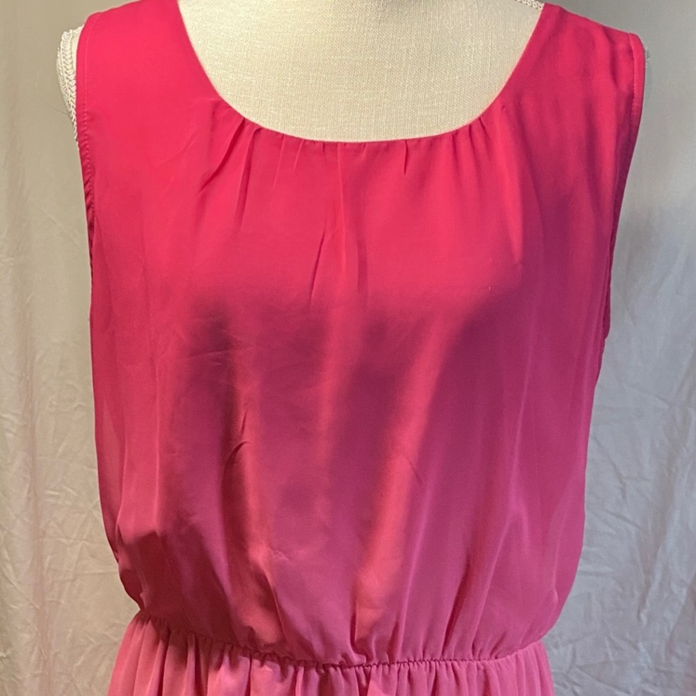 Kim Rogers -Sleeveless Ombre Pink Elastic-Waist Mini Dress -L